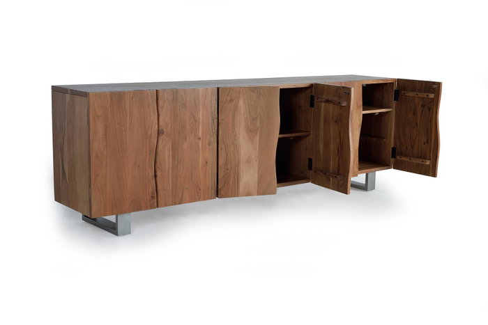 Giner y Colomer Aparador de Madera de Acacia y Metal 6 Puertas Natural 220 cm